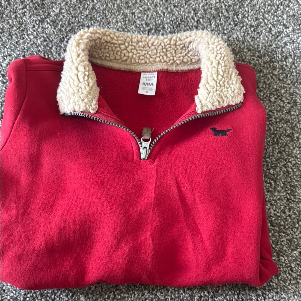 Carter's Red Fleece Pullover with Cream Collar